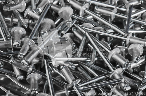 Image of Aluminium assembly rivets, close up