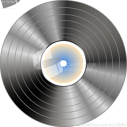 Image of vinyl record with blue label isolated