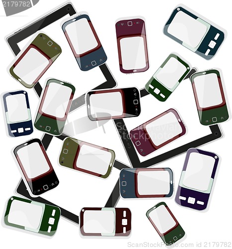 Image of smart phones set on white background