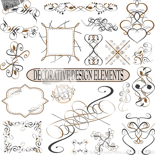 Image of calligraphic elements vintage ornament set. frame