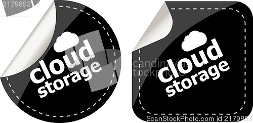 Image of cloud storage - black cloud computing icon stickers set