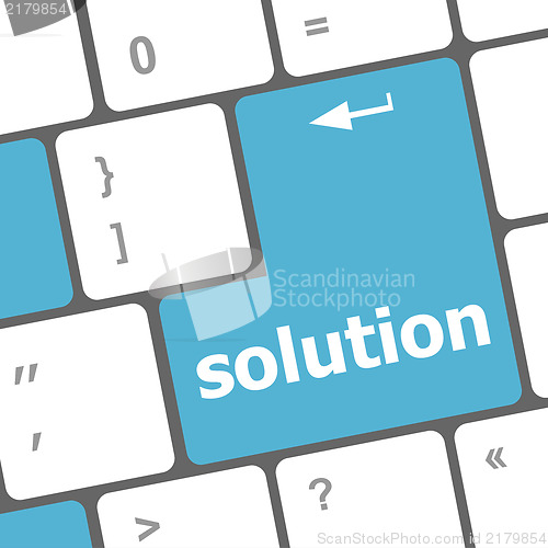 Image of Wording solutions on computer keyboard