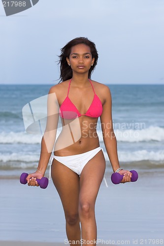 Image of model at beach