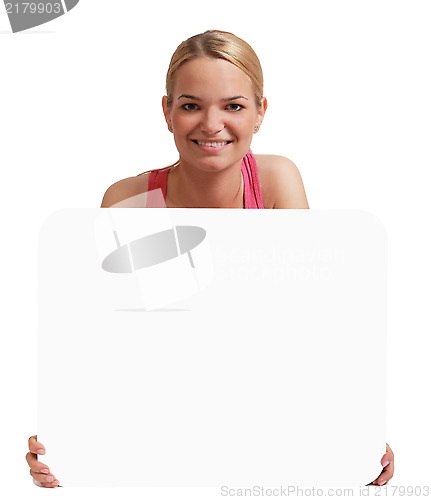 Image of Young Woman with a Blank Board