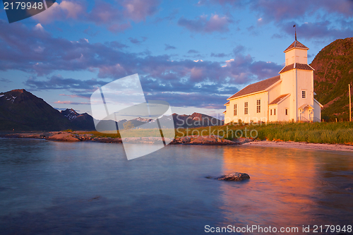 Image of Wooden church by sea