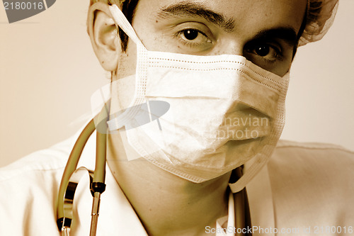 Image of Young doctor with stethoscope.