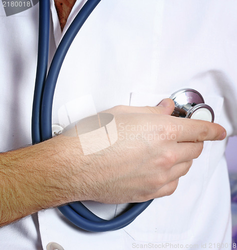 Image of Portrait of a young doctor with stethoscope.