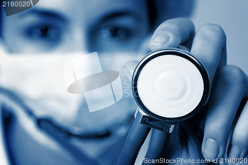 Image of Portrait of a young doctor with stethoscope.