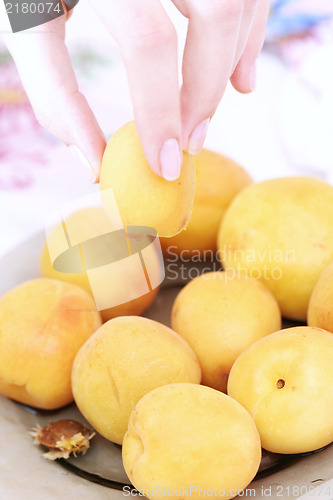 Image of Plate with apricots.