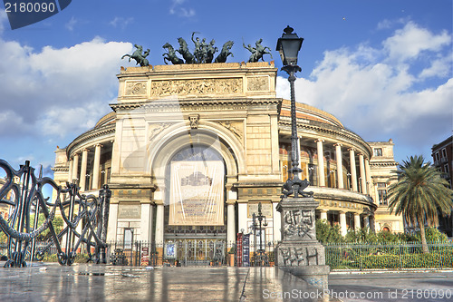 Image of The Politeama Garibaldi theater in Palermo in hdr