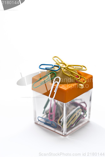 Image of  Colorful container for paper clips