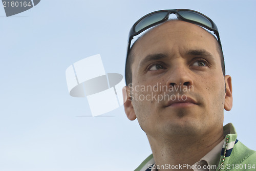 Image of man looking up