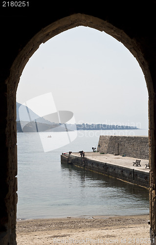 Image of ancient arch on the sea of Cefalu