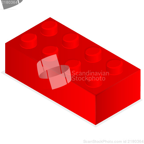 Image of Lego. Red plastic building block.