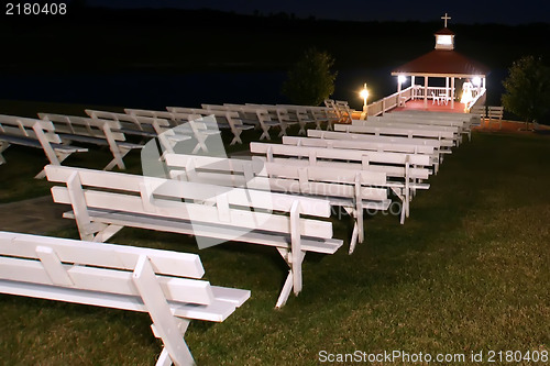 Image of outdoor wedding chapel at night