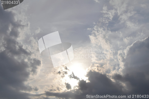 Image of Beautiful dramatic sky with sun 