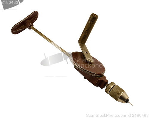 Image of retro manual hand drill tool isolated on white 