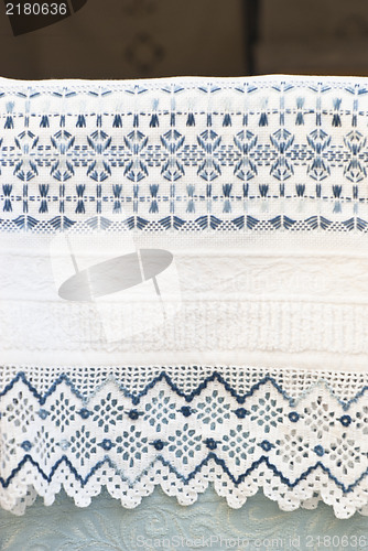 Image of towel with crochet lace