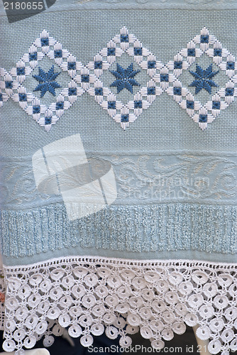 Image of towel with crochet lace