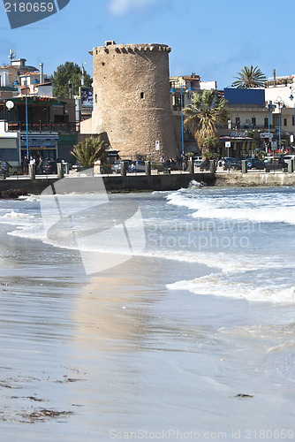 Image of Old tower in Mondello beach