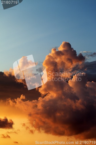 Image of Fiery sunset over the sea