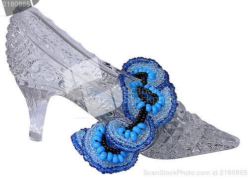 Image of Crystal shoe and blue necklace