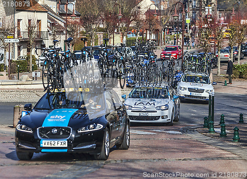 Image of Row of Technical Teams Cars- Paris Nice 2013