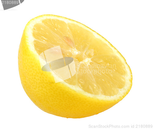 Image of Slice of fresh yellow lemon