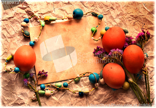 Image of Easter card, Easter eggs, Retro spring background