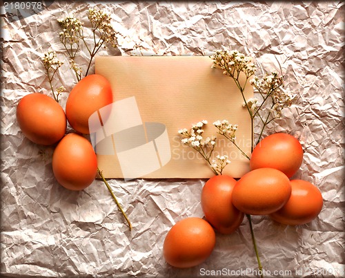 Image of Easter card, Easter eggs, Retro spring background