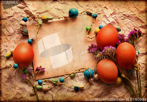 Image of Easter card, Easter eggs, Retro spring background