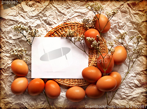 Image of Easter card, Easter eggs, Retro spring background