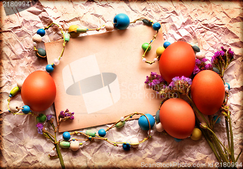 Image of Easter card, Easter eggs, Retro spring background