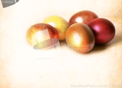 Image of Easter card, Easter eggs, Retro spring background