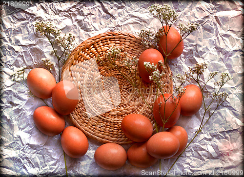 Image of Easter card, Easter eggs, Retro spring background