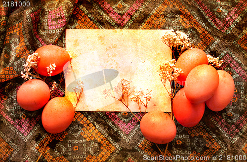 Image of Easter card, Easter eggs, Retro spring background