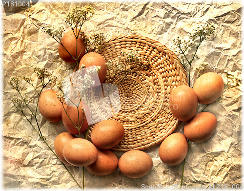 Image of Easter card, Easter eggs, Retro spring background