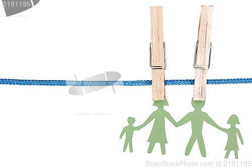 Image of Paper family on the clothesline