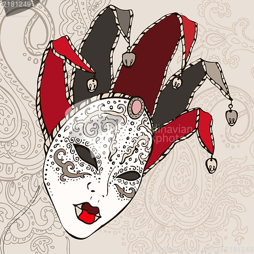 Image of Hand Drawn Venetian carnival mask.