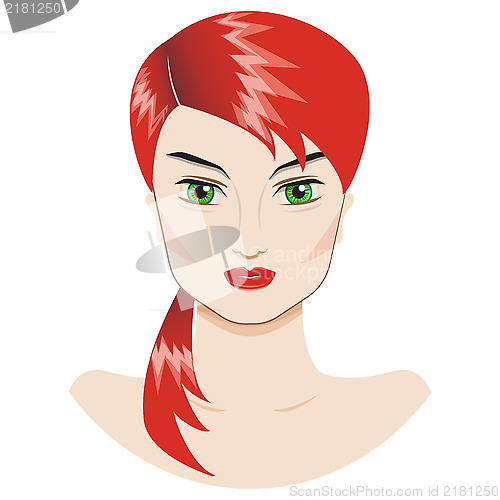 Image of Vector portrait of a beautiful girl with a red hair