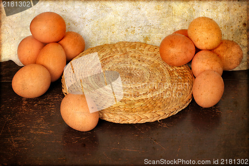 Image of Easter card, Easter eggs, Retro spring background
