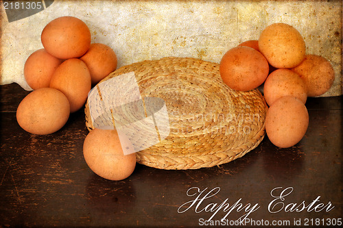 Image of Easter card, Easter eggs, Retro spring background