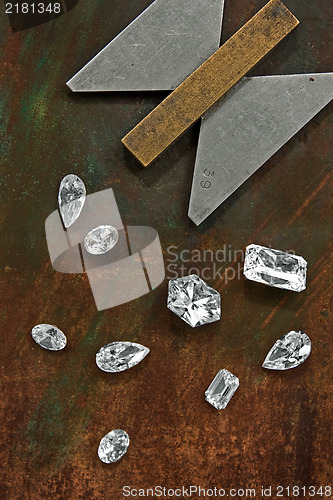 Image of diamonds and tool