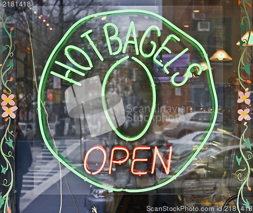Image of hot bagels sign