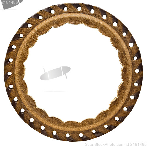 Image of round leather frame