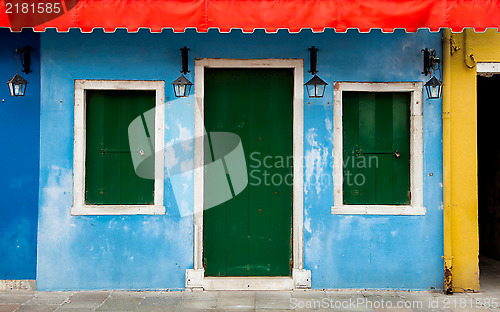 Image of  Colorful Burano facade in Venice, Italy