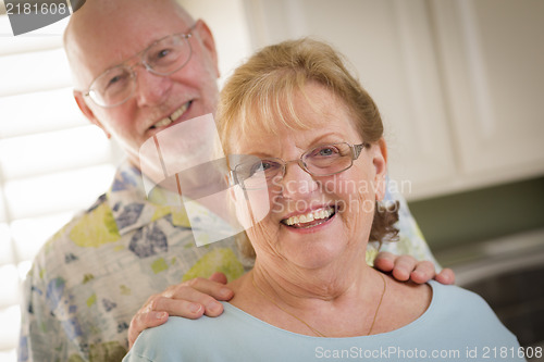 Image of Happy Caucasian Senior Couple Portrait Inside