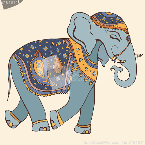 Image of Vector illustration of an elephant. Indian style