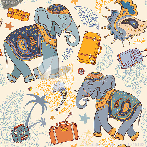 Image of Vector illustration of an elephant. Travel pattern