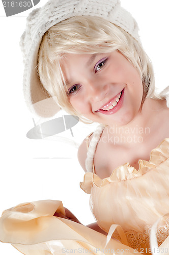 Image of Teenager girl in hat in studio